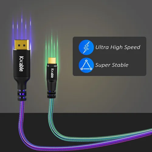 Vista 4 de Cable USB C a DisplayPort 1.4 de 10 pies, 8K a 60Hz, 4K @120Hz, Thunderbolt 4/3 tipo C a DP, (compatible con Thunderbolt 4/3) para MacBook Pro/Air