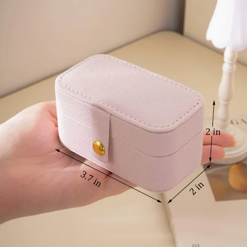 Vista 6 de Joyero de viaje de piel sintética, mini organizador de joyería, tamaño de viaje, artículos esenciales de viaje para lápiz labial, anillo, colgante