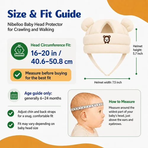 Vista 2 de Baby Head Protector for Crawling Walking, Infant Helmet with Foam Bumpers, Adjustable Baby Helmet for Crawling Walking, Toddler Helmet - Head Beige