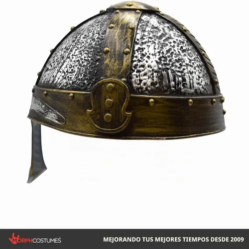 Vista 6 de Nicky Bigs Novelties - Casco de caballero cruzado plateado, ribete dorado
