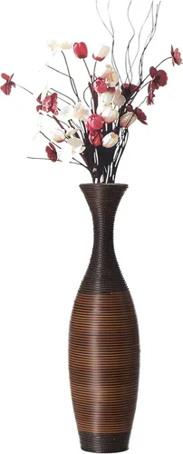 Vista 9 de Jarrón artificial de ratán de 38 pulgadas de alto en elegante color beige, pieza de declaración para decoración de sala de estar, entrada o pasillo