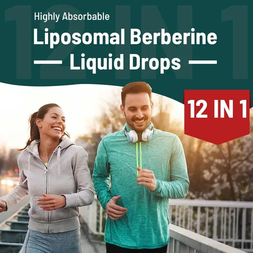 Vista 5 de Berberina liposomal HCL - Gotas de berberina con extracto de melón amargo y cúrcuma - 2 fl oz