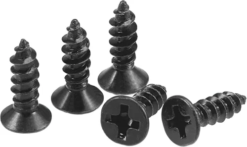 Vista 6 de uxcell Tornillos de madera M3 x 0.472 in Tornillos de cabeza plana Phillips de acero al carbono Autoperforantes Negro 200pcs