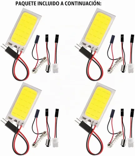 Vista 5 de YM E-Bright Paquete de 4 lámparas LED COB 18-SMD súper blancas con panel de cúpula para el interior del automóvil, placa de lectura