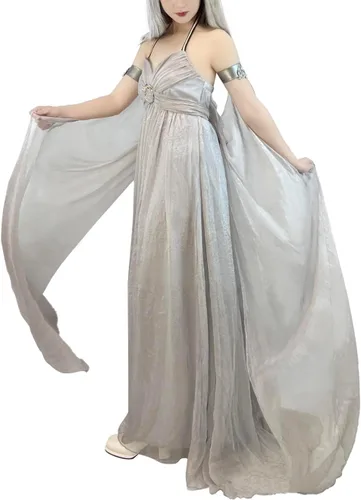 Vista 3 de Nodkim Disfraz de Reina Dragón Vestido de Gasa para Halloween Cosplay para Mujer