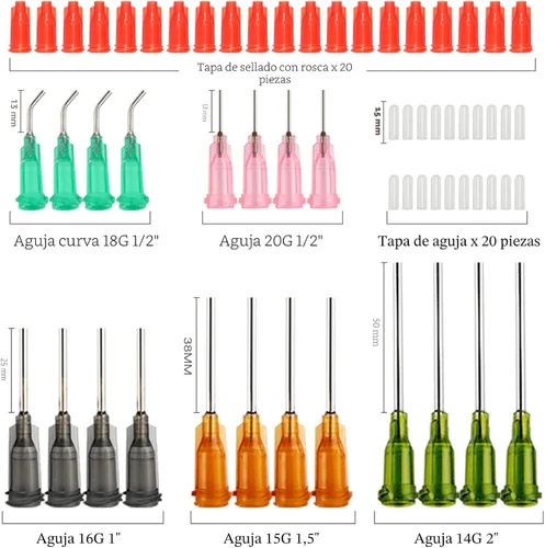 Vista 3 de Jeringa aplicadora de pegamento con punta de aguja roma y tapa, para líquido, pegamento, tinta, perfume, fabricación de brillo labial