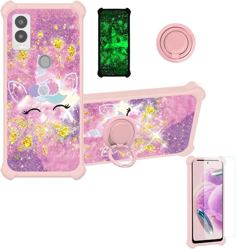 Vista 17 de jioeuinly JSF-DJS - Funda compatible con Nothing Phone 2a con protector de pantalla de vidrio templado, policarbonato duro + silicona suave, soporte