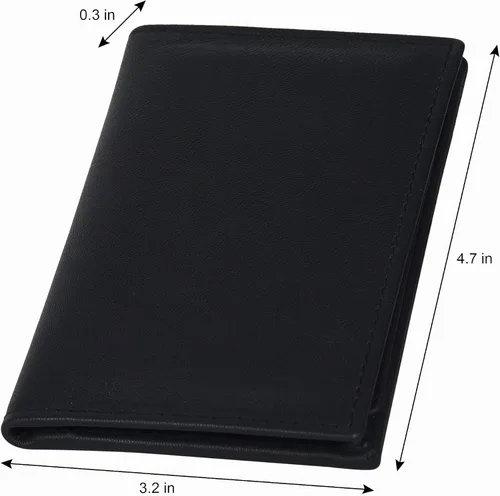 Vista 5 de Leatherboss - Cartera plegable de piel auténtica con forma de escudo de policía, color negro