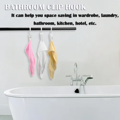 Vista 6 de AKOAK 10 piezas de clip de plástico blanco para sombreros, clip de lavandería multifunción giratorio para cortinas para colgar bufandas