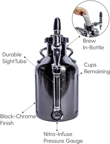 Vista 8 de GrowlerWerks uKeg Nitro - Cafetera de café frío, 50 onzas, cromo negro
