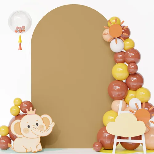 Vista 9 de FOTSHARER Cubierta para arco de boda, cubierta de arco de globo beige de 2.6 x 6 pies, cubiertas de fondo de arco de arco de elastano boho Chiara