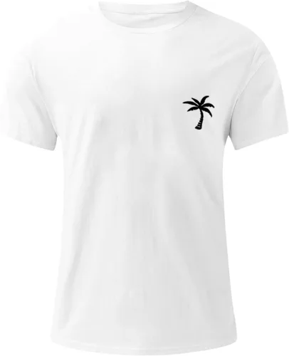 Vista 4 de Generic Camisas casuales para hombre, cuello redondo, manga corta, sueltas, de verano, a la moda