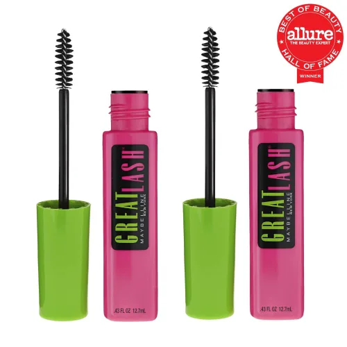 Vista 2 de Maybelline Great Lash Maquillaje de Máscara Lavable, Fórmula Voluminizadora que Acondiciona y Engrosa las Pestañas, Color Negro Muy Profundo, 2 Muy