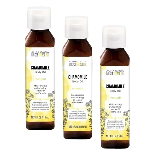 Vista 6 de Aura Cacia Aceite corporal, manzanilla tranquila, 4 onzas líquidas