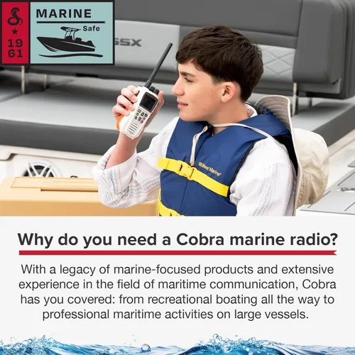 Vista 5 de Cobra BlueBound 350 VHF - Radio marina de mano, color blanco, 6 vatios