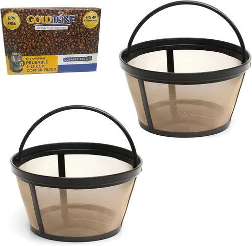 Vista 4 de GOLDTONE Filtro de café estilo cesta, para 8-12 tazas, reutilizable, se ajusta a cafeteras Mr. Coffee, libre de BPA