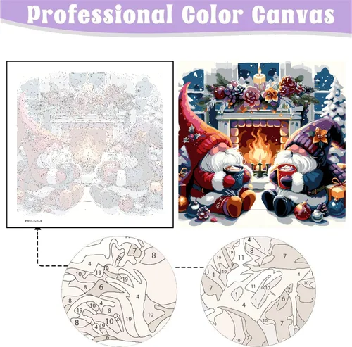 Vista 2 de ARTMYRUI Pintura navideña por números para adultos, kit de pintura de gnomos por números sobre lienzo para adultos principiantes, kits de pintura al