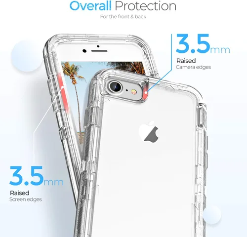 Vista 4 de ORIbox - Funda compatible con iPhone 7 Plus, compatible con iPhone 8 Plus, resistente a prueba de golpes, anticaída, funda transparente