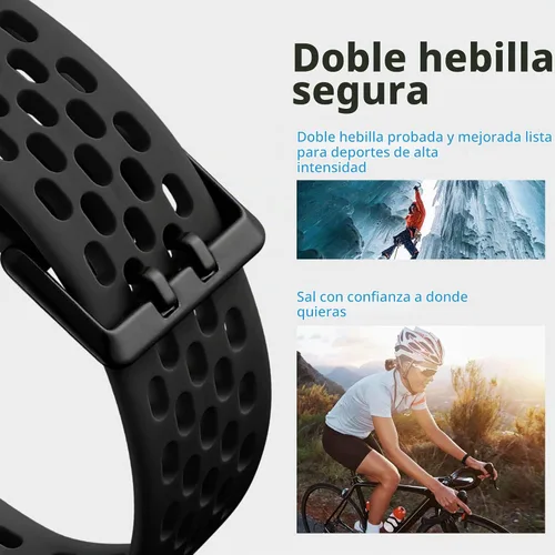 Vista 3 de Getino Compatible con Fitbit Charge 6/Charge 5 bandas para mujeres y hombres, correa deportiva de repuesto suave y transpirable ajustable para Negro