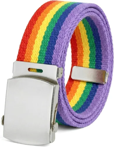 Vista 12 de BC Belts Cinturón de tela de lona con hebilla cromada de 54 pulgadas de largo, estilo militar totalmente ajustable