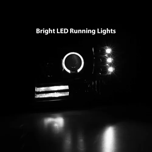 Vista 6 de AmeriLite - Conjunto de faros delanteros de proyector LED con barra de halo para Ford F-150/F250/F350/Bronco - Lado derecho del pasajero y lado