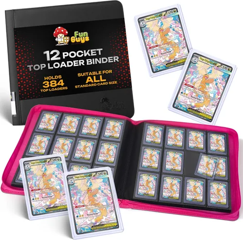 Vista 12 de FunGuys Toploader - Carpeta de almacenamiento para tarjetas intercambiables, 384 12 bolsillos para Yugioh, MTG, TCG, carpetas de tarjetas para 12