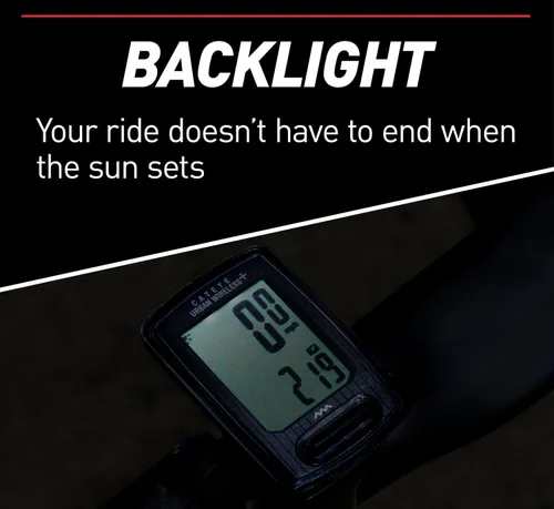 Vista 2 de CATEYE Urban Wireless+ - Velocímetro inalámbrico con luz de fondo, seguimiento de calorías, montaje FlexTight, arranque y parada automática