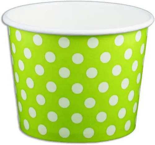 Vista 4 de Vasos de papel de yogur de 12 onzas, 1000 unidades (lunares - azul)