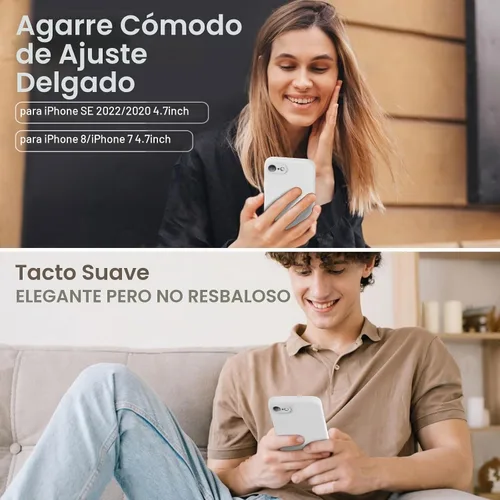 Vista 2 de Vooii Funda para iPhone SE 2022/3rd/2020, iPhone 8/7, silicona líquida mejorada con [bordes planos] [protección de cámara]