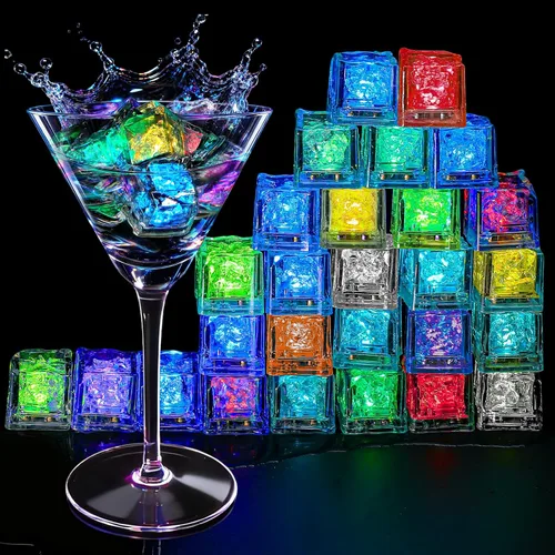 Vista 9 de RowinsyDD Light Up Ice Cubes, 18 Pack Multi Color Led Ice Cubes for Drinks