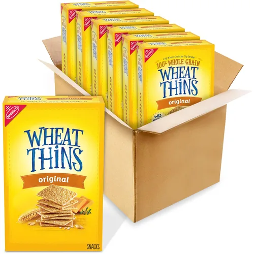 Vista 27 de Wheat Thins Galletas con un toque de sal, bajas en sodio, galletas integrales de trigo, paquetes a granel, 6 cajas de 8.5 onzas cada una Galletas