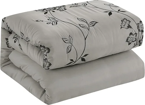 Vista 5 de Denise - Juego de edredón de 7 piezas, hermoso diseño de motivos con estampado bordado