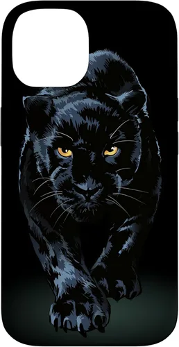 Vista 4 de iPhone 16 Black Panther Walking Toward Shadow - Estuche de regalo para amantes de los gatos salvajes
