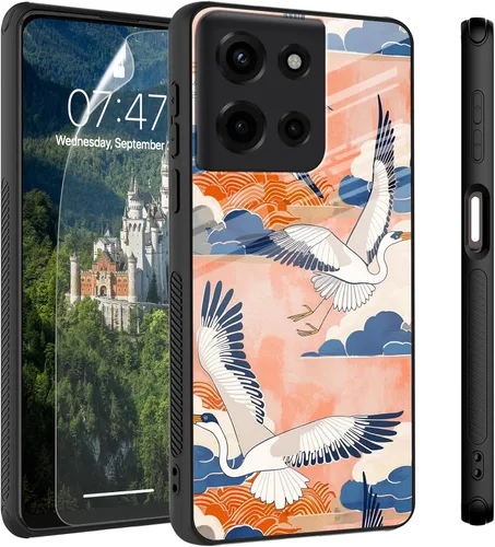 Vista 71 de Funda para Motorola Moto Edge 2022, cubierta trasera de vidrio templado con protector de pantalla, funda protectora a prueba de golpes para Motorola