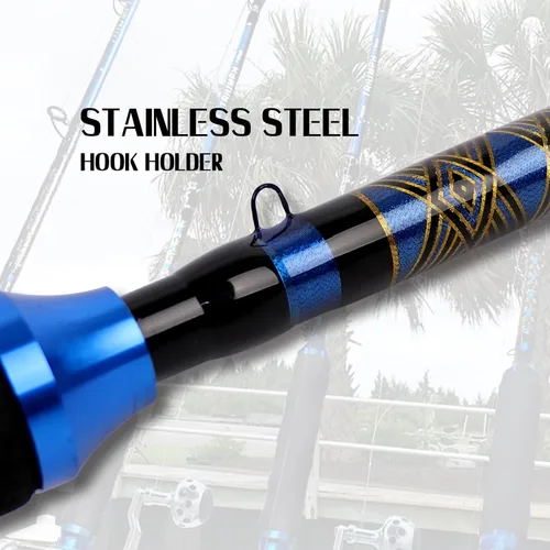 Vista 5 de Fiblink Plantilla de grafito de agua salada Jigging Caña de pescar de caña de pescar Deep Sea Jig Pole 5'6"/6