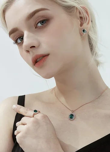 Vista 2 de Collar con colgante de cristal de Swarovski en forma ovalada, joyería de moda para mujer, Cristal, cristal