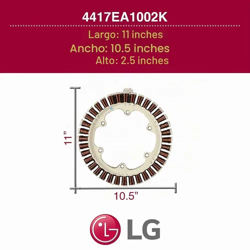 Vista 5 de LG 4417EA1002K - Conjunto de estator de motor original OEM para lavadoras LG