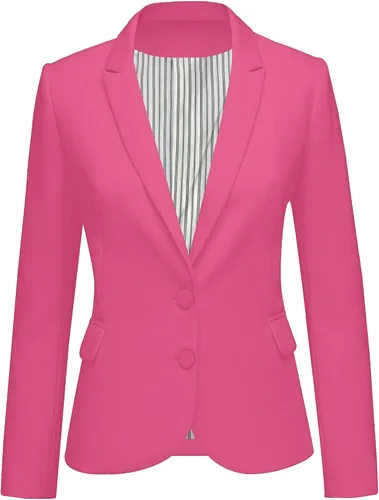 Vista 8 de Luvamia - Chaqueta Blazer para Mujer, de Manga Larga, Cuello con Solapas, Botón de Cuello, con Bolsillos Un nuevo botón negro