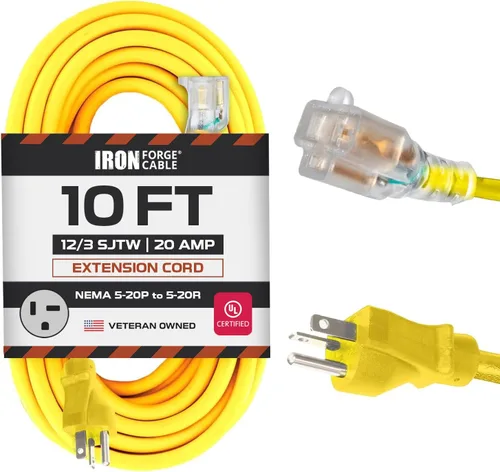 Vista 9 de Iron Forge Cable Cable de extensión de 20 amperios, 50 pies, color negro