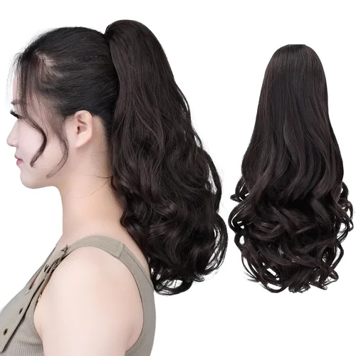 Vista 36 de SYXLCYGG Auburn Clip Cola de caballo Clip Cola de caballo Extensión de cola de caballo ondulado 10 pulgadas 3.5 oz pelo sintético falso pieza