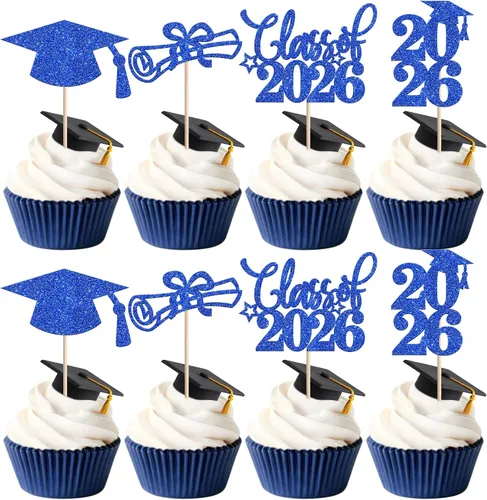 Vista 11 de Rsstarxi Paquete de 40 decoraciones para cupcakes Class of 2025 Congrats Grad 2025 Grad Cap Diploma Cupcake Picks Decoraciones para So Proud of You