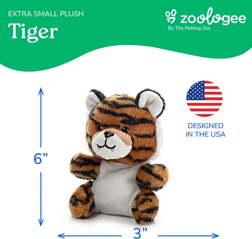 Vista 3 de The Petting Zoo Peluche de tigre, regalos para niños, animales de vida silvestre Nuggetz, juguete de peluche de tigre a rayas naranjas, 6 pulgadas