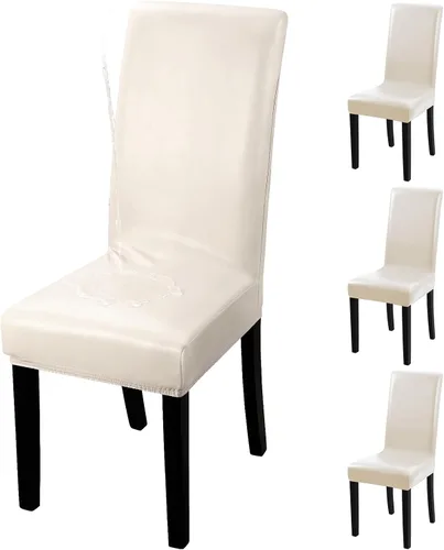 Vista 49 de Fundas para silla de comedor Yisun, fundas elásticas para silla de comedor, funda protectora para silla de comedor, mezcla de poliéster, Beige