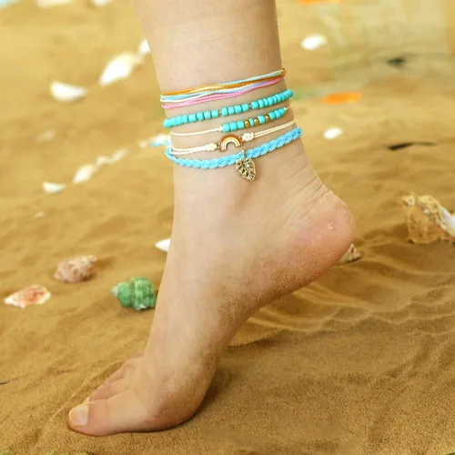 Vista 8 de Pulseras de tobillo para niñas, impermeables, bohemias, para mujer, regalo de joyería de Navidad
