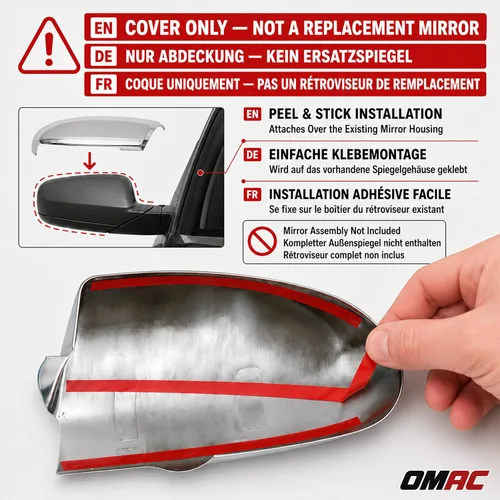 Vista 4 de OMAC Tapas de cubierta de espejo lateral para Toyota 4Runner 2003-2009 acero inoxidable 2 piezas