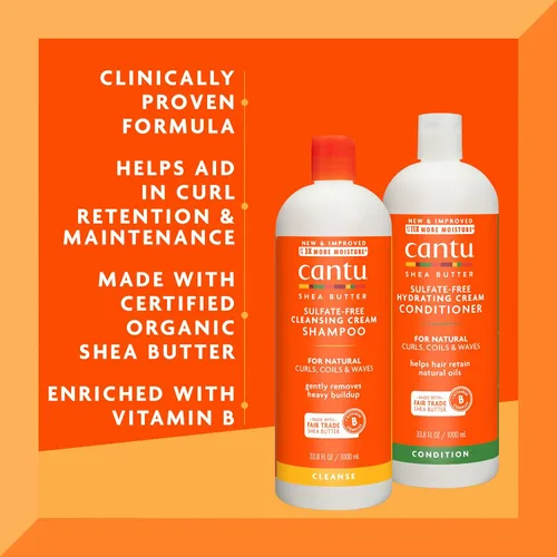 Vista 3 de Cantu Champú y acondicionador con manteca de karité para cabello natural, 1L (paquete de 2)