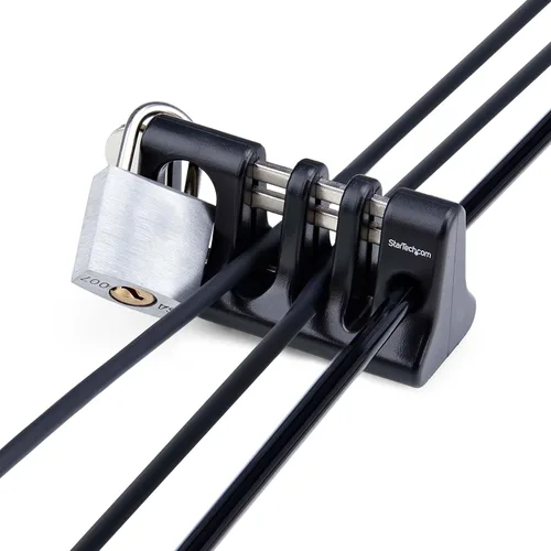 Vista 6 de StarTech - Bloqueo de anclaje para cable periférico, TAA (organizador de cables) Uso con cable de seguridad para laptop, teclado/mouse seguro