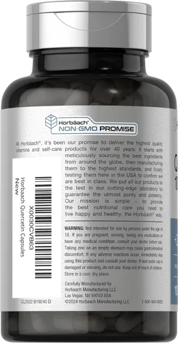 Vista 3 de Horbäach Quercetina 1000mg 100 Cápsulas con 100 mg de Zinc Fórmula de alta potencia Suplemento sin OMG, sin gluten