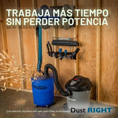 Vista 5 de Dust Right Separador de polvo + manguera Flex-Form de 36 pulgadas, colector de polvo ciclón que separa aserrín, astillas de madera, desechos y más