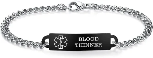 Vista 78 de Pulseras de identificación de alerta médica de 6.5 "-8.5" para mujeres, pulseras de emergencia médica de acero inoxidable, grabado gratuito